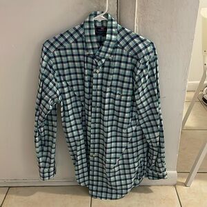 Vineyard Vines Collard Shirt (Green, White, Black Checkered)